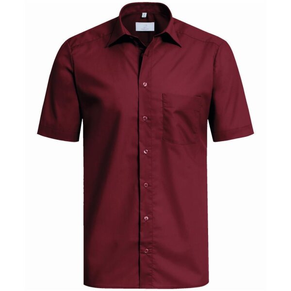 Greiff Herren-Hemd mit Kurzarm | Stretch | Kent-Kragen | Regular Fit | Farbe: Bordeaux | Größe: 35/36