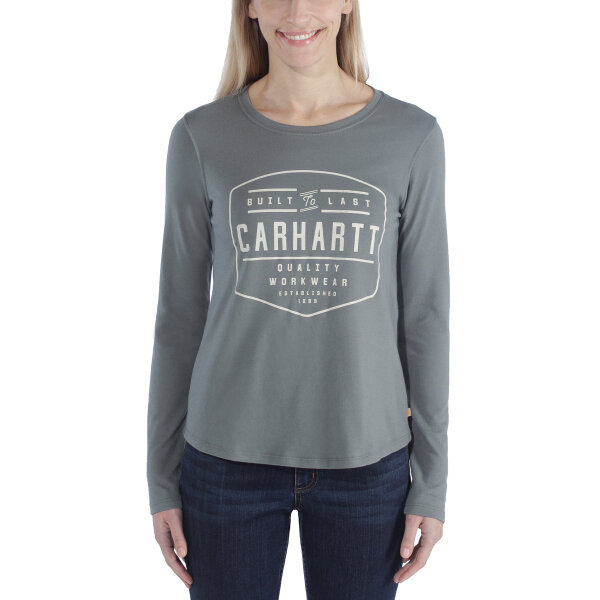Carhartt 103929 bedrucktes Damen Langarmshirt aus leichtem Material - Balsam Green - Gr. XS
