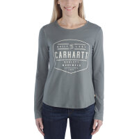Carhartt 103929 bedrucktes Damen Langarmshirt aus leichtem Material - Balsam Green - Gr. S