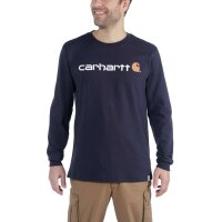 Carhartt 104107 Emea Langarmshirt mit Core-Logo-Aufdruck - Navy - Gr. XS