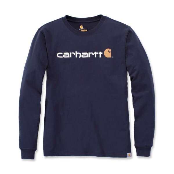 Carhartt 104107 Emea Langarmshirt mit Core-Logo-Aufdruck - Navy - Gr. M