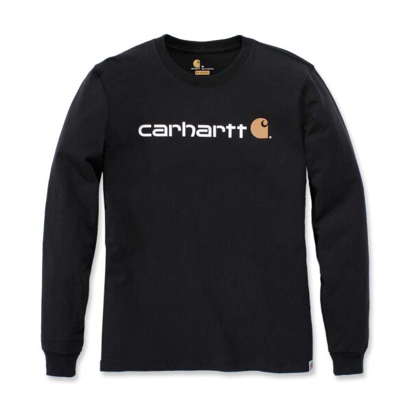 Carhartt 104107 Emea Langarmshirt mit Core-Logo-Aufdruck - Schwarz - Gr. XXL