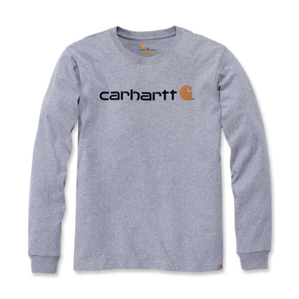 Carhartt 104107 Emea Langarmshirt mit Core-Logo-Aufdruck - Heather Grey - Gr. L