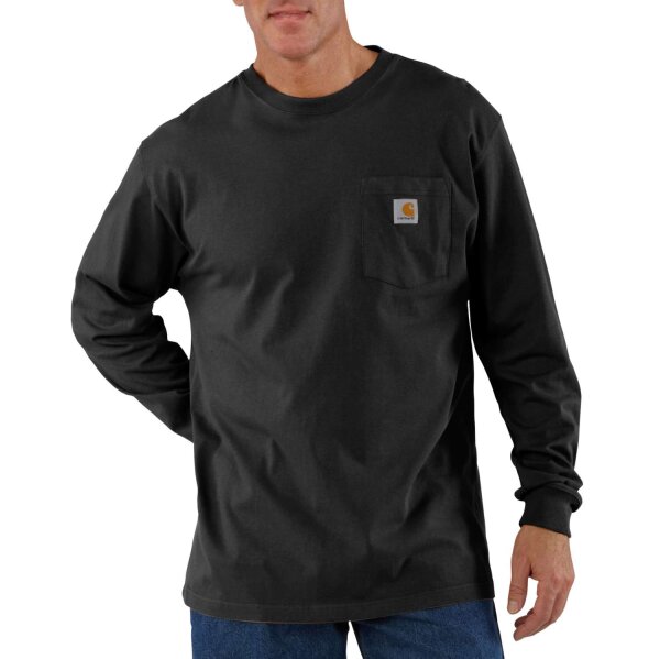 Carhartt Mens Workwear Long Sleeve Pocket Work Utility T-Shirt, Black, XXL