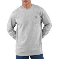 Carhartt Mens Workwear Long Sleeve Pocket Work Utility T-Shirt, Heather Grey, XL