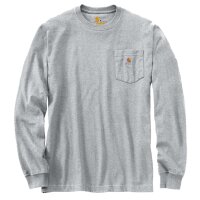 Carhartt Mens Workwear Long Sleeve Pocket Work Utility T-Shirt, Heather Grey, XL