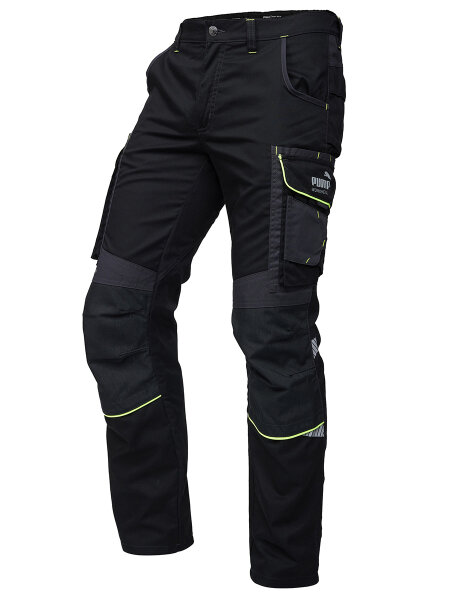 PUMA WORKWEAR Premium Arbeitshose mit vielen Taschen und extra verstärktem Nylon Gewebe - Schwarz-Neon - Gr. 54